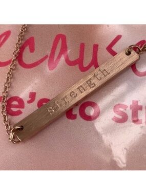 Crabtree & Evelyn Rose Gold 'Strength' Bar Necklace